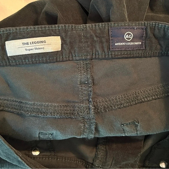 AG Adriano Goldschmied The Legging Super Skinny Green Corduroy Pants Women’s 27R - Picture 4 of 11